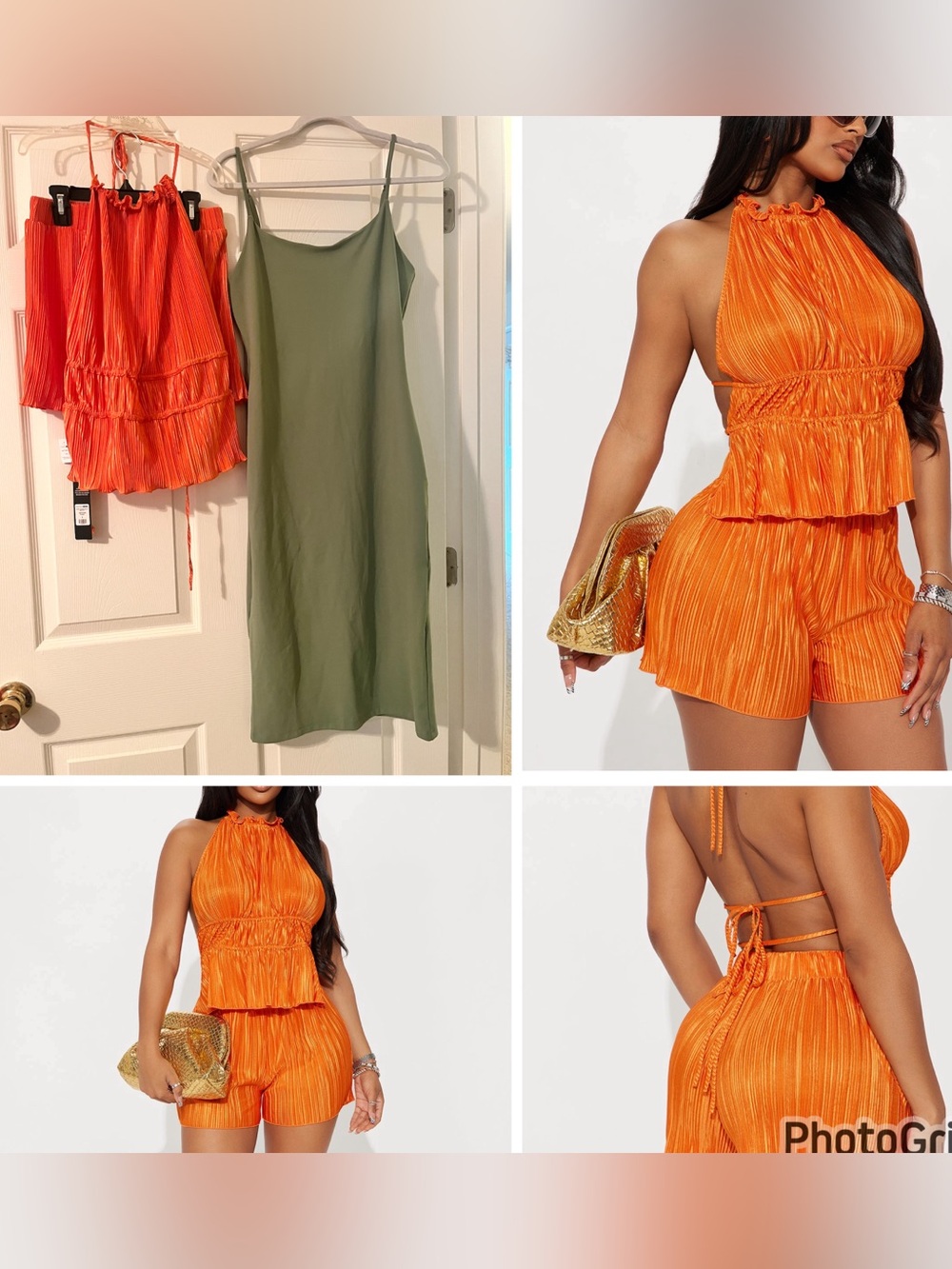 Textured halter short set & tank dress bundle (NEW)